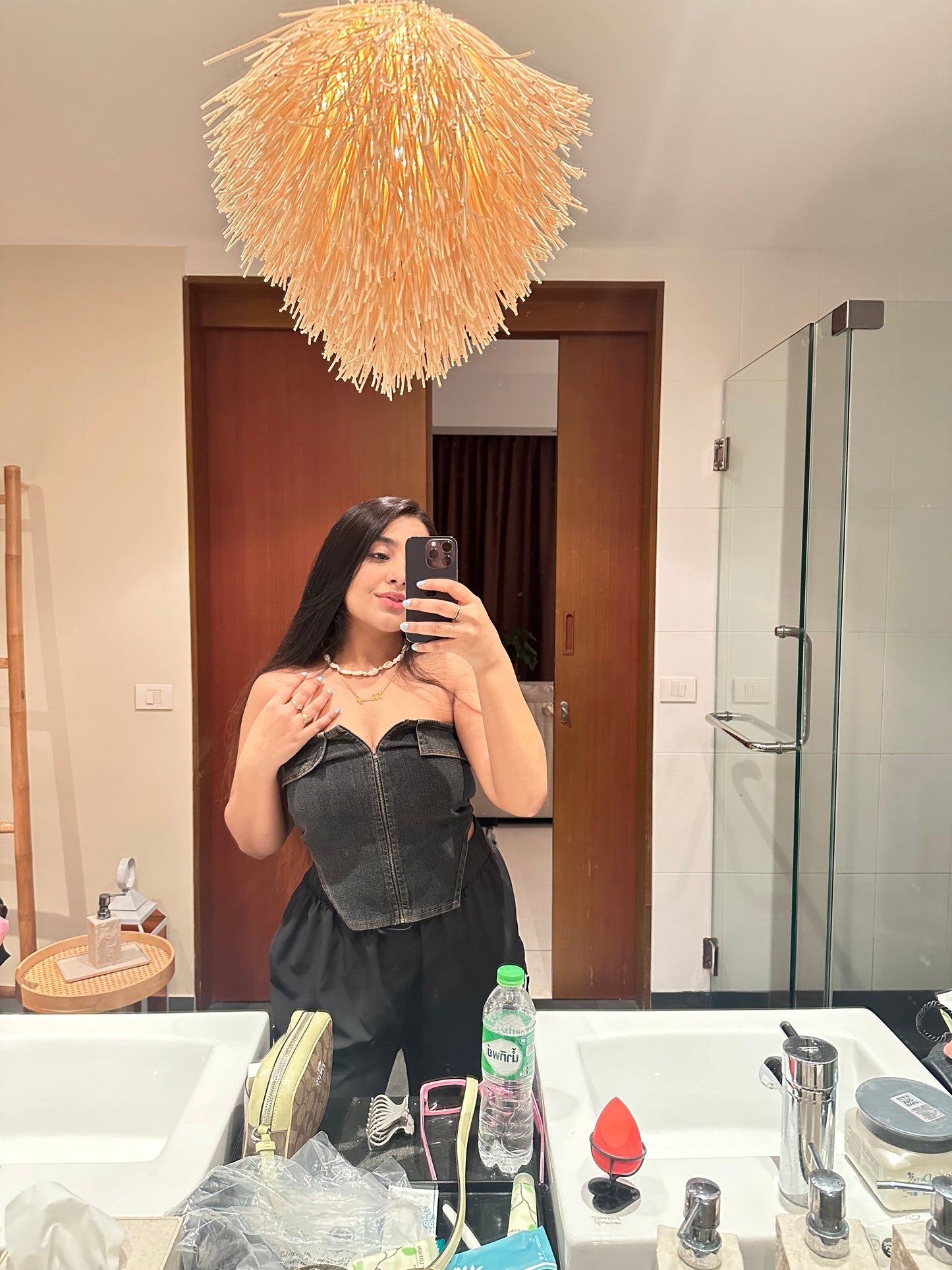 DENIM BUSTIER TOP