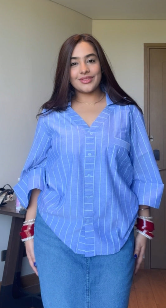 LINEN - V NECK SHIRT