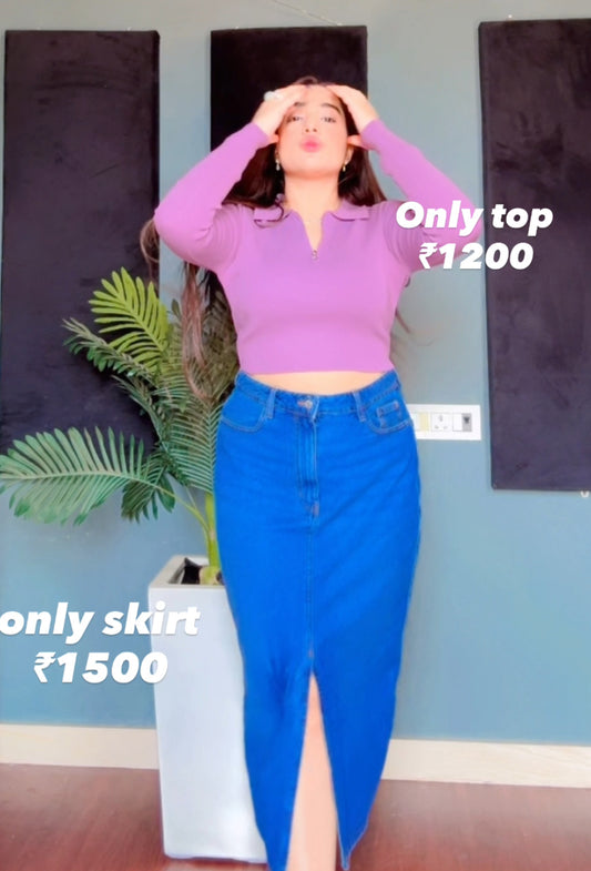 Denim Slit Skirt
