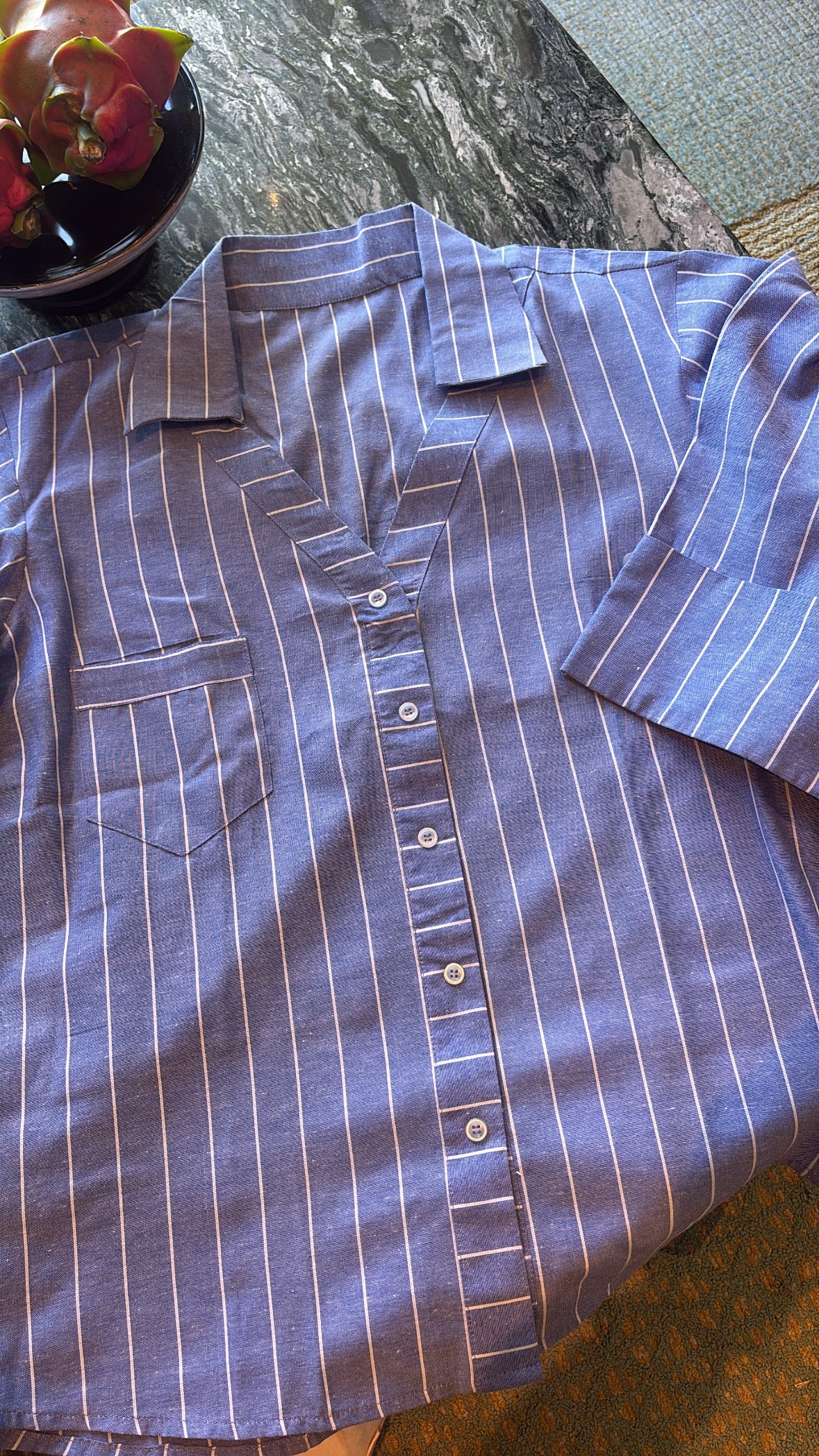 LINEN - V NECK SHIRT