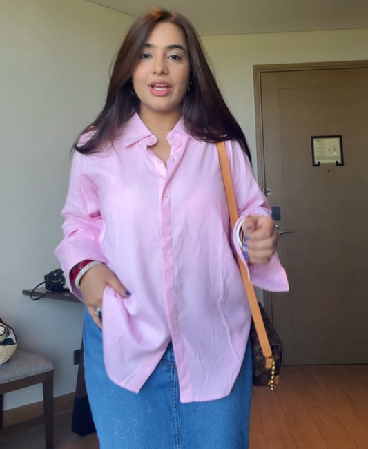 BABY PINK LINEN SHIRT