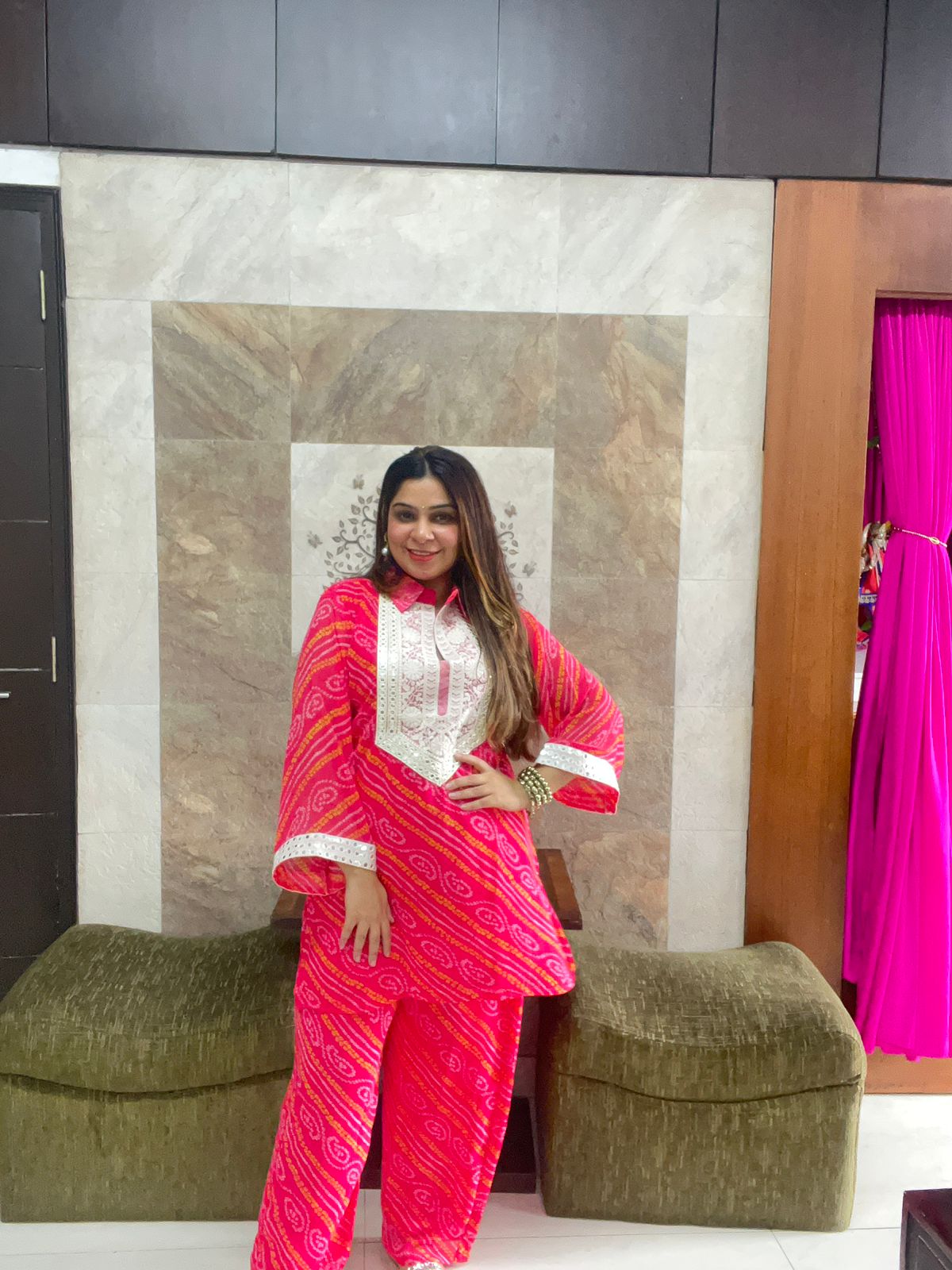 PINK LACEWORK PRINTED SET
