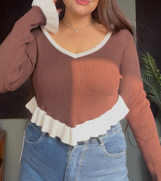 KNIT RUFFLE TOP