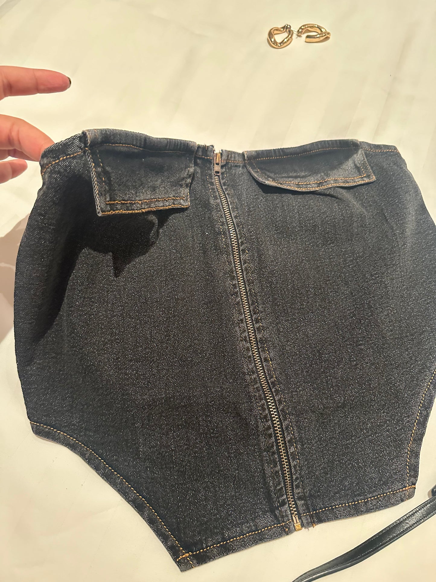DENIM BUSTIER TOP