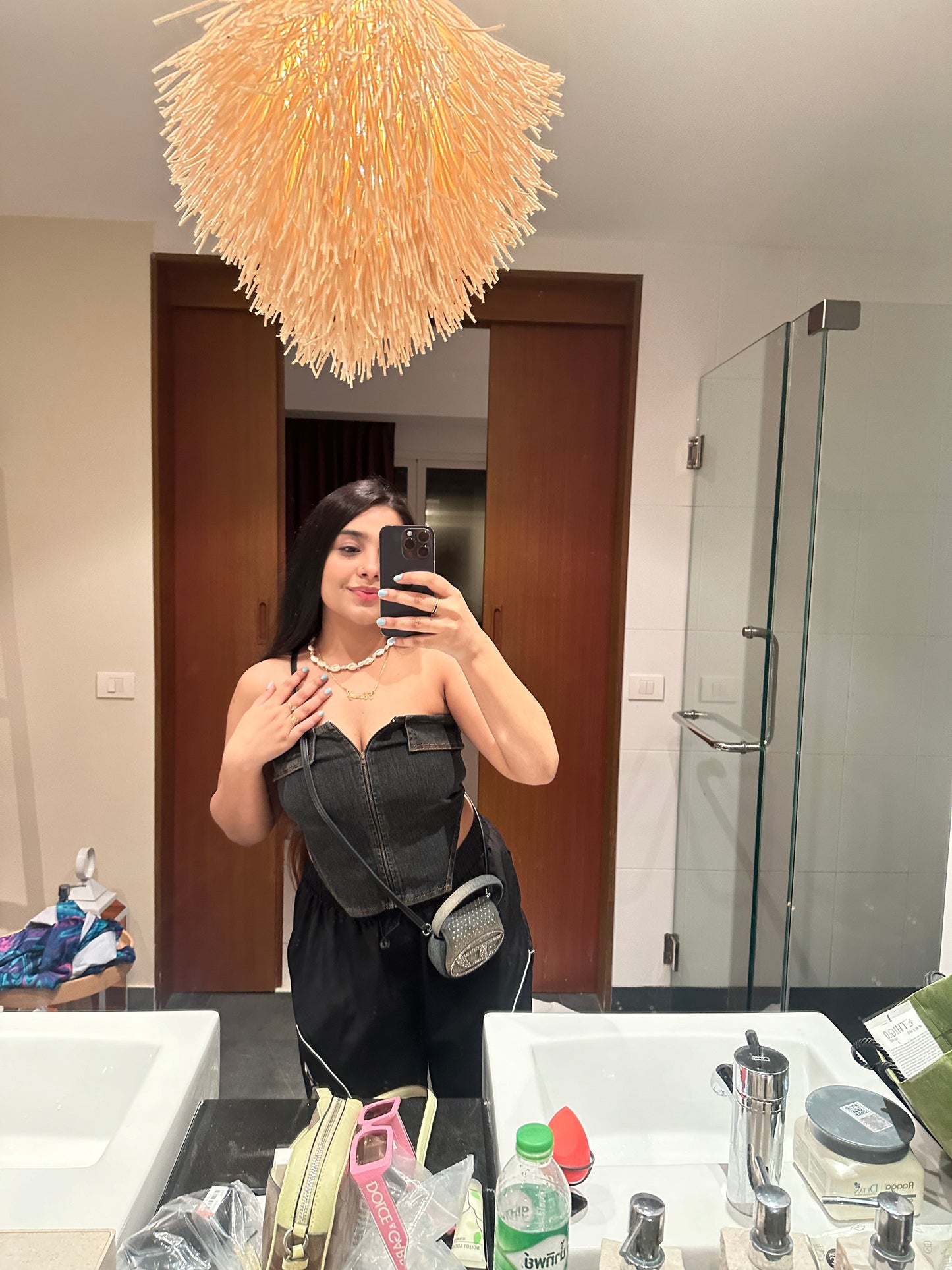 DENIM BUSTIER TOP