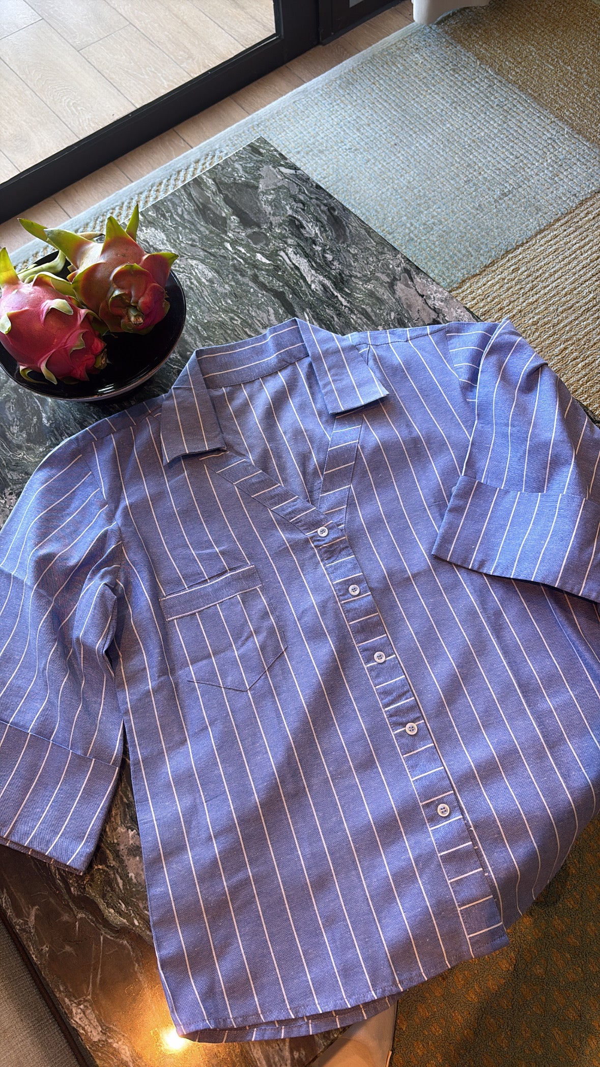 LINEN - V NECK SHIRT